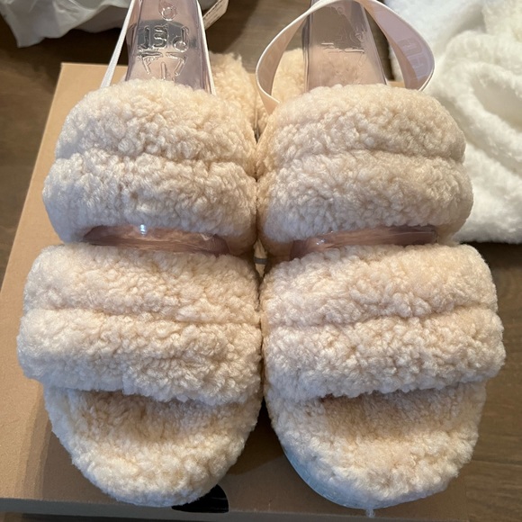 - UGG Oh Fluffita Slingback Fur Sandals -Natural Cream - Picture 2 of 6
